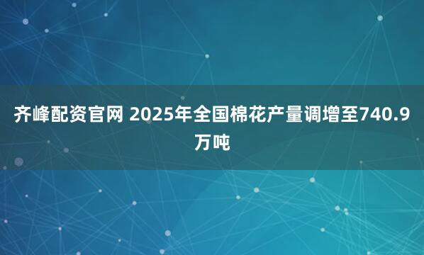 齐峰配资官网 2025年全国棉花产量调增至740.9万吨
